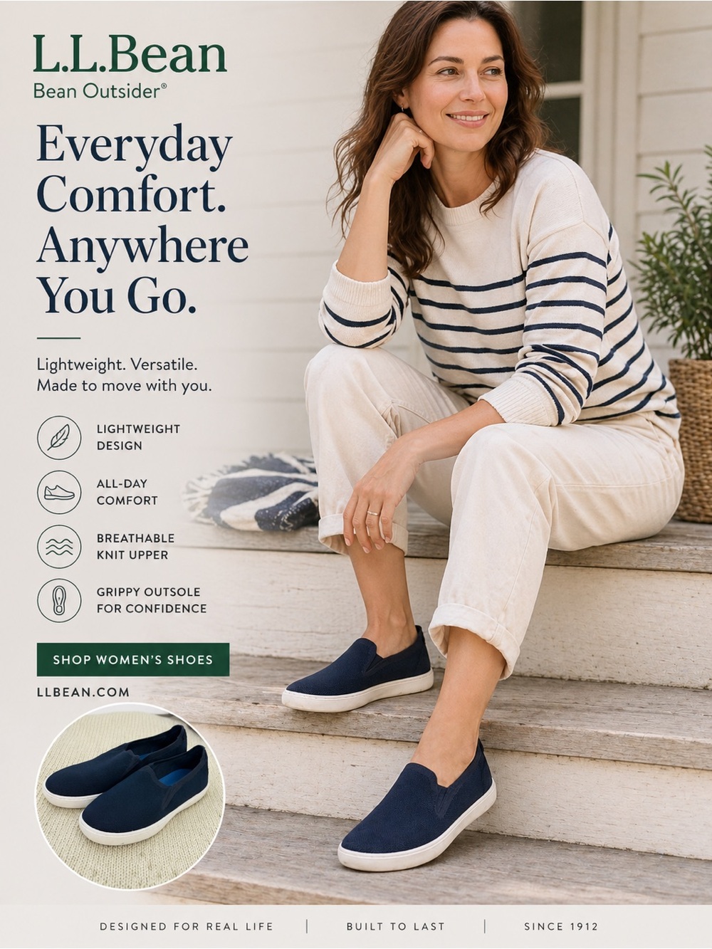 L.L. Bean Women's Navy Slip-On Knit Mules size 7
